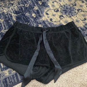 Black velvet sleep shorts
